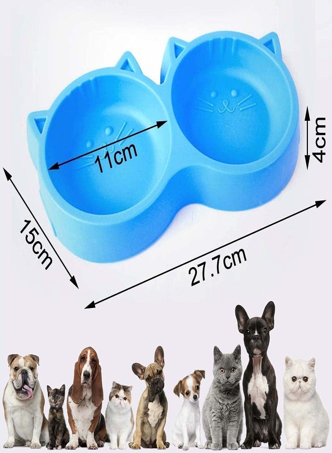 PETLICIOUS & MORE Non-Slip, Non-Toxic Pet Feeding Plastic Cat Face Shaped Double Bowl Food & Water Feeder 2-in-1 Bowl for Dogs and Cats (Color May Vary) - Image 5